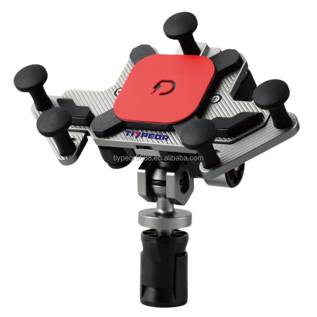product tiypeor universal motorcycle bicycle bracket maglev shock absorption 15w wireless charger mobile phone 360 degree adjustment-3