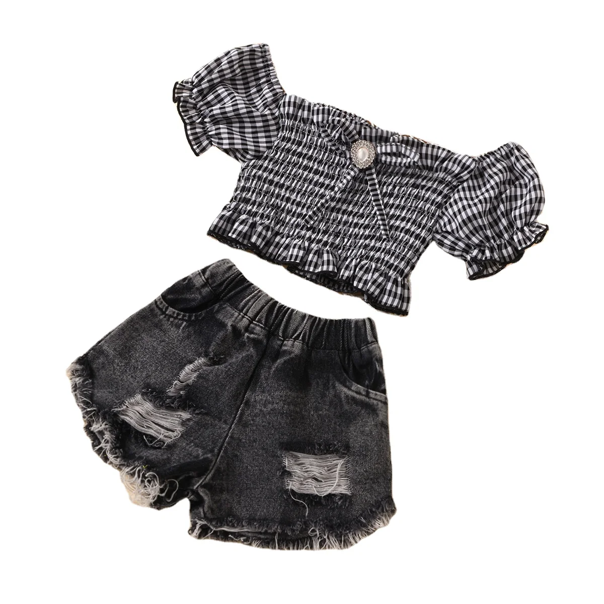 Mountain Warehouse Coeus 2pcs Suit Toddler Kids Baby Girls Outfits Short Sleeve T-Shirt+Pants Clothes Set