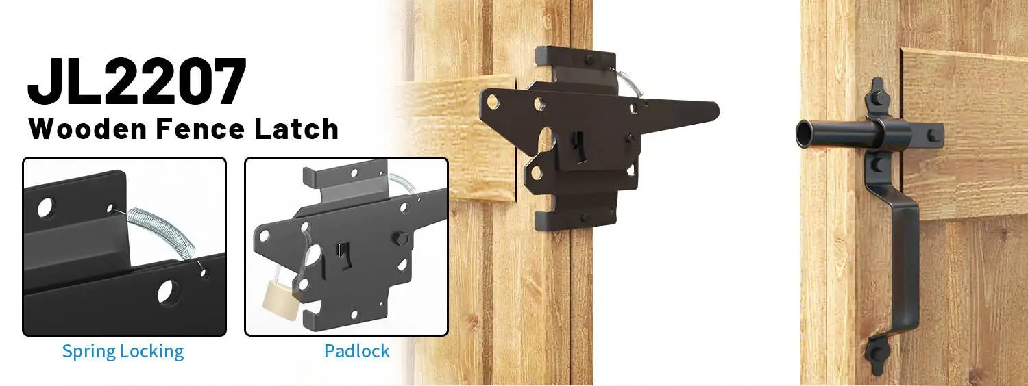 Durable Gate Latch Kit for Wooden Fences - Automatic Lock