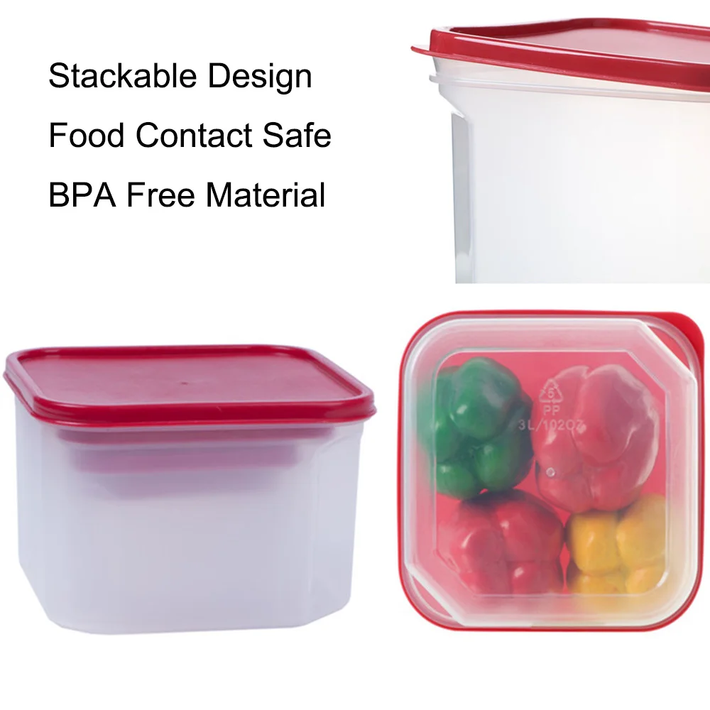 in Plastic Stackable Airtight Pet Food Storage Containers Set with Lock  Lids Reusable Dry Food Storage Box Set