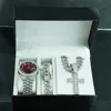 Silver and red watch set + gift box