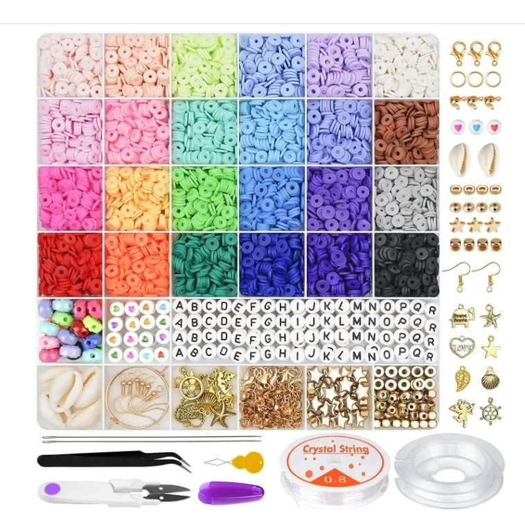 Jc 24 Colors 6000 Pcs Diy Clay Beads Set 28 Grids Loose Letter And ...