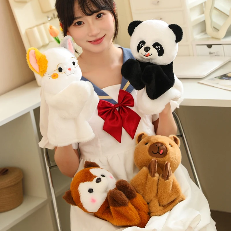 Puppets Hand Custom Cute Boxing Cat Capybara Panda Squirrel Stuffed Animals Plush Hand Puppet Toys Kids Play Toys Holiday Gifts
