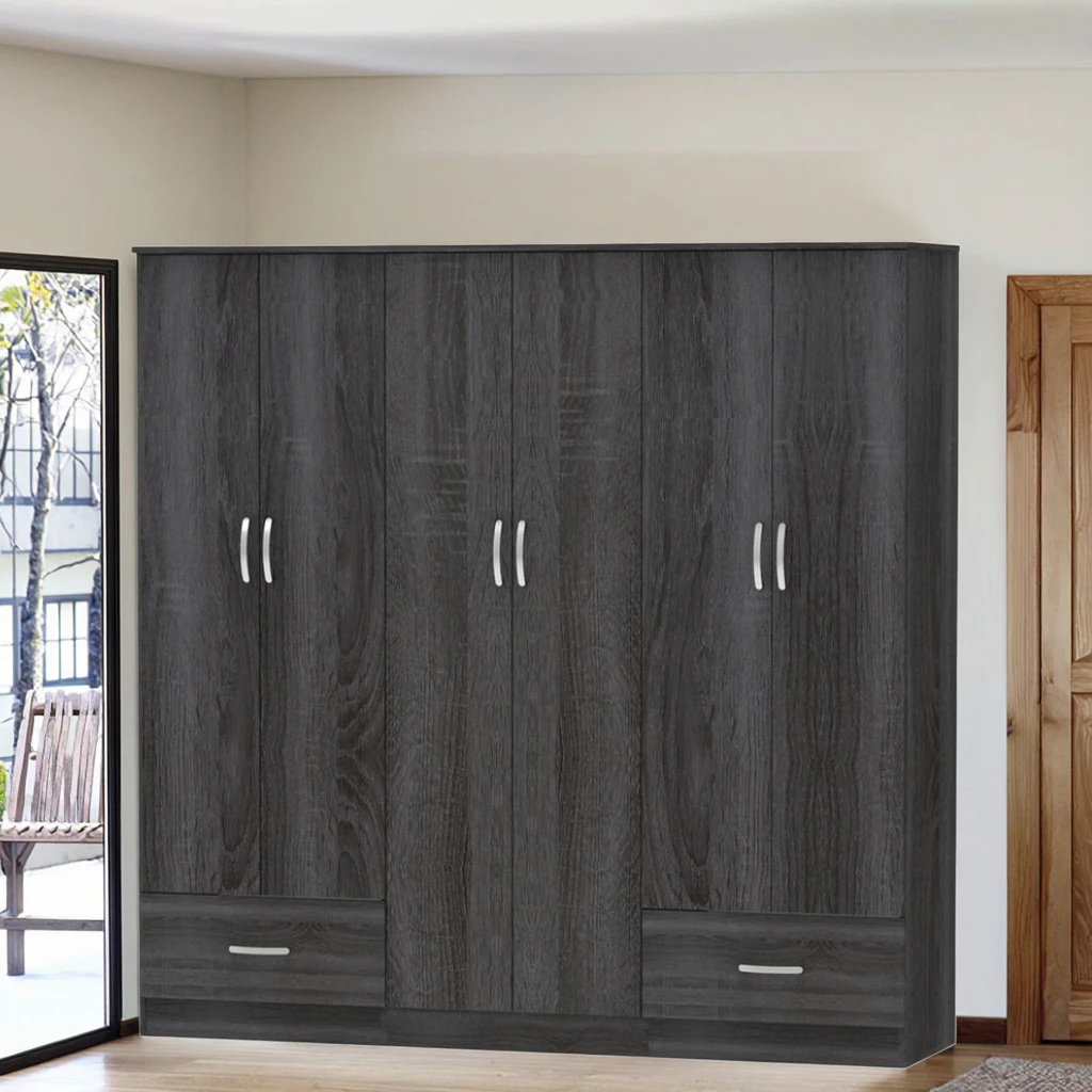 Super Big Capacity Simple Look 6 Door 2 Drawer Wardrobe Suitable for Couple Made in Malaysia 1216