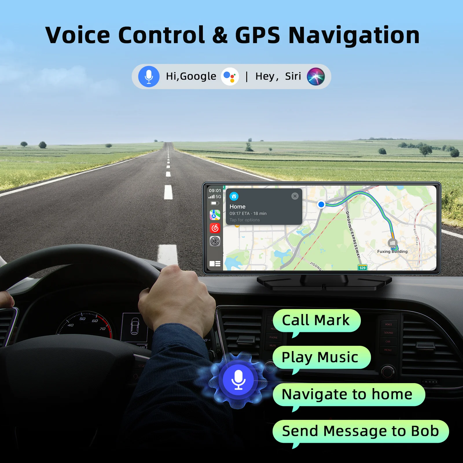 Écran Portable CarPlay & Android Auto 9 Pouces - Sans Fil, Tactile, Pour Voiture Sans Infodivertissement