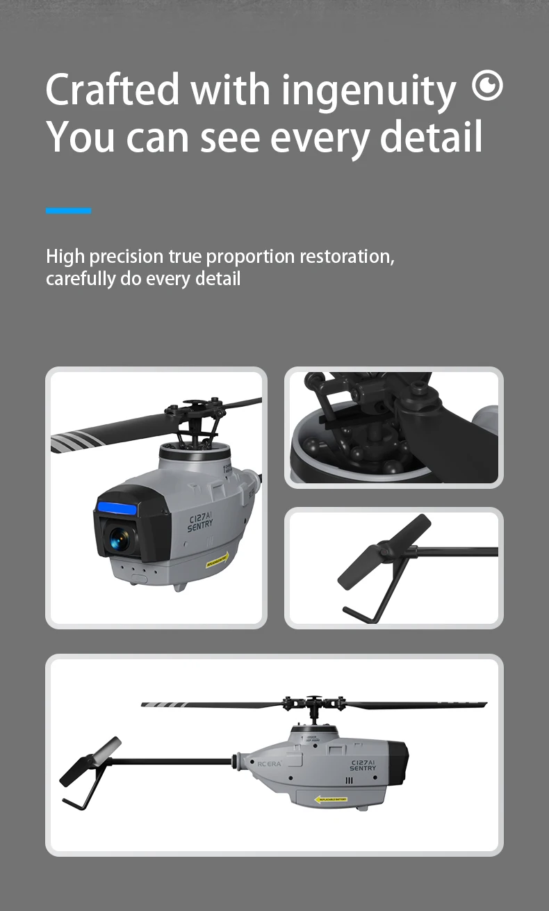 New Coming HOSHI RC ERA C127AI 2.4G 6-Axis Gyro Brushless Motor Optical Flow Localization RC Helicopter Toy RTF Update C127 C128