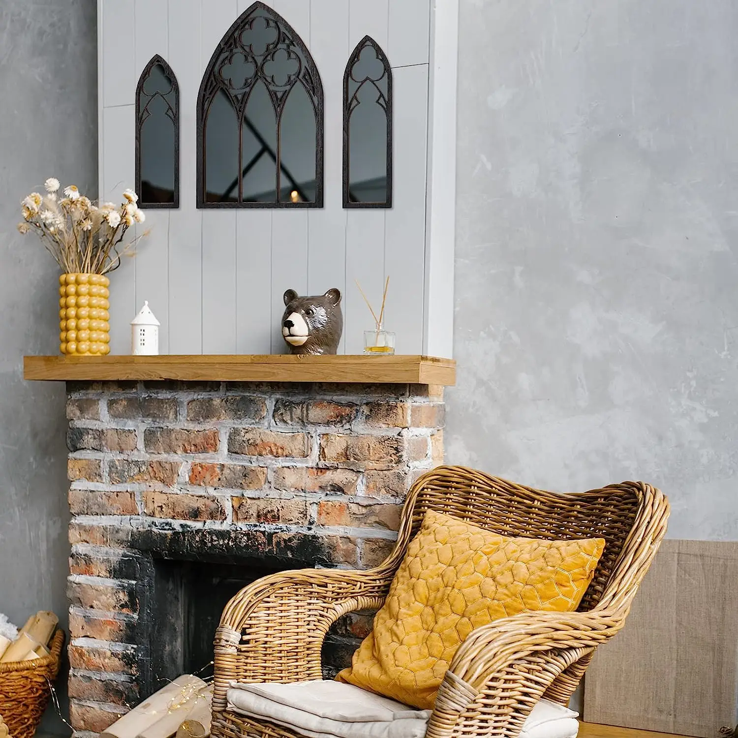 ゴシックミラー壁の装飾大聖堂アーチフレーム小さなミラーゴスルームの