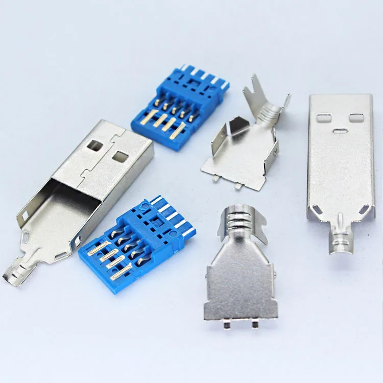 Plastic 3.0 Usb Connector Housing Type-a Alloy Shell 4Pin Solder Type C Usb 3.1 3.0 2.0 Male Connect