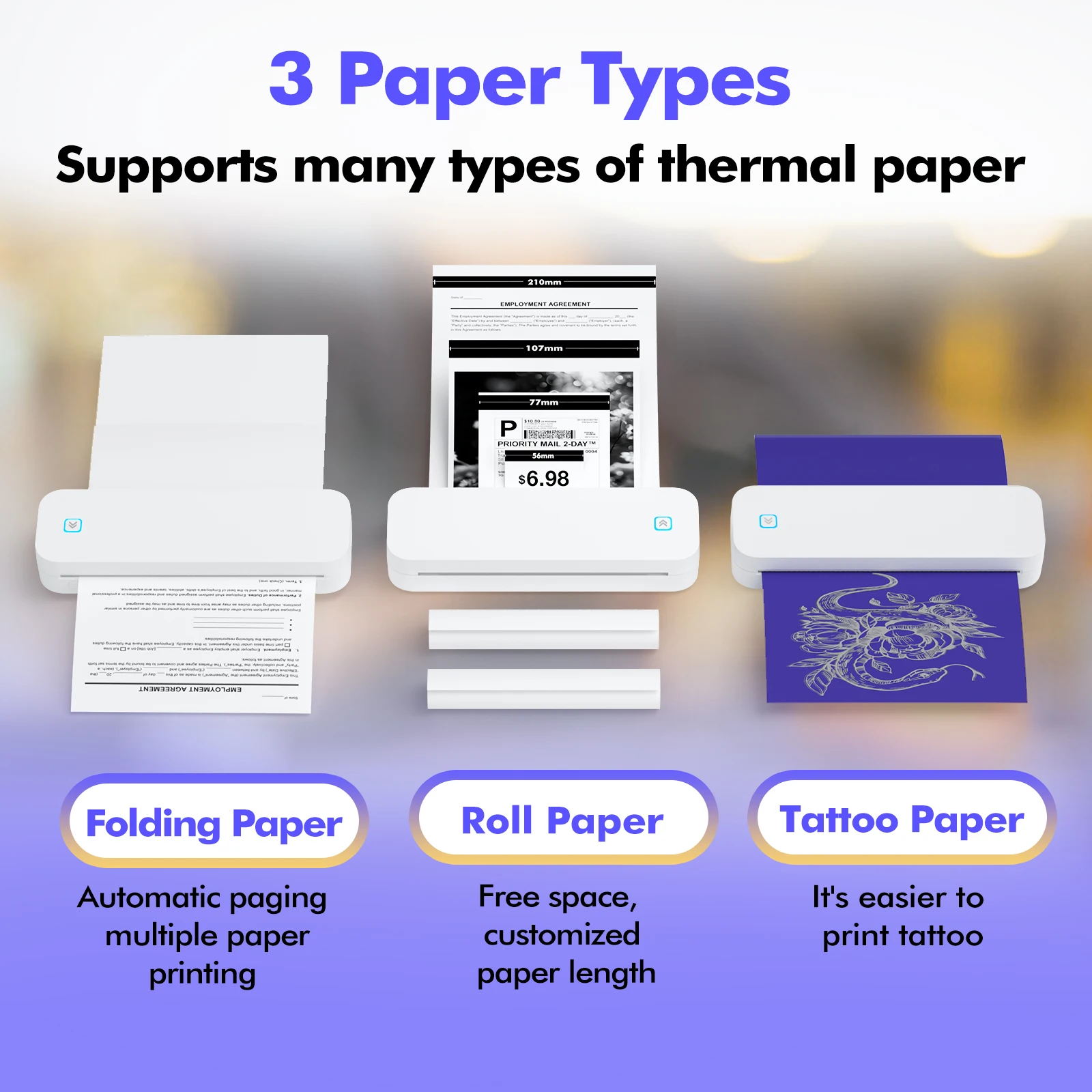 Portable A4 Wireless Inkless Thermal Printer for Tattoo Transfer - Clear Paper Output Direction & Thermal Paper Compatibility manufacture