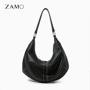 Soild Color Retro Genuine Leather Shoulder Bag Punk Style Large Capacity Soft Messenger Bag for Women