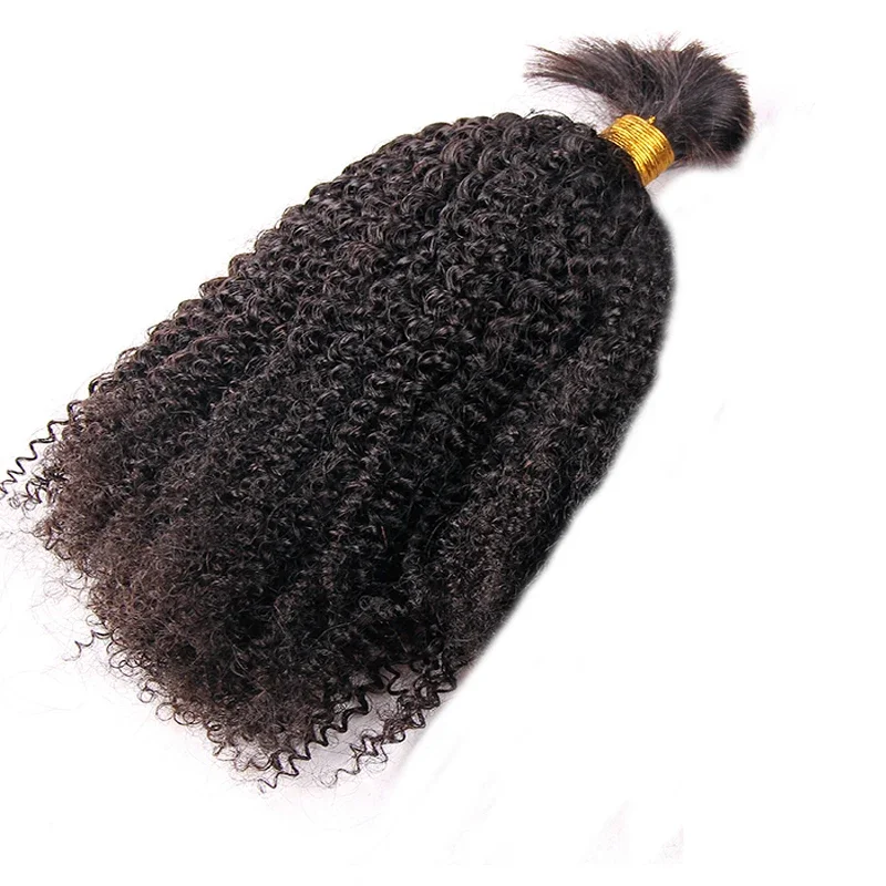 Mongolian Afro Kinky Curly Hair Bundles Braiding Bulk No Weft Long Human Remy Extensions_voghion.com