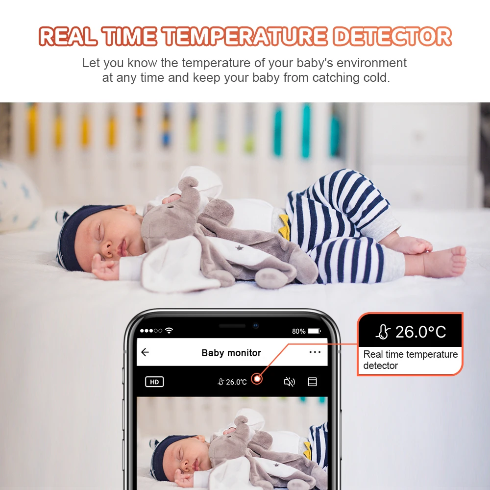 Sectec Wireless IP Wifi Baby Care Safety Products Mini CCTV Camera 2MP Home Security Tuya Night Vision Baby Camera