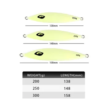 Deep-Sea Slow-Rolling Luminous Metal-Plate Laser Lure Bait 200g 250g 300g Slow-Sinking Lead Fish Bait Artificial Hard Bait Hooks – Metal Jig – view 3