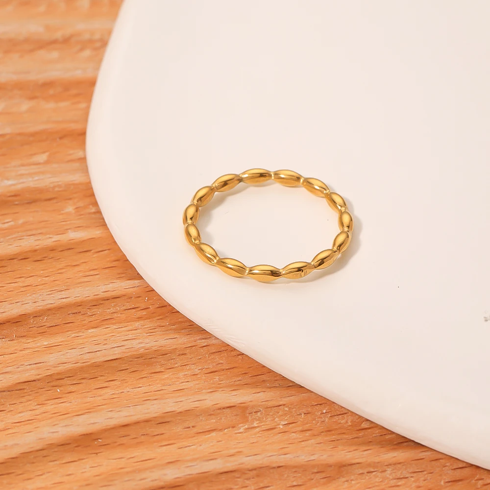 No Fading Jewelry 18k Stainless Steel Dainty Stacked Ring Spot Oval