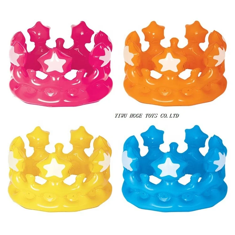 Горячая расродажа PVC цвета для детей с рисунком звезд, Надувное украшение в виде короны для детей
