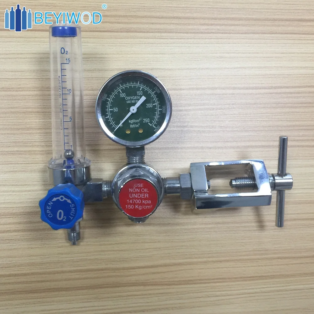 CGA870 Pin Index Medical Oxygen Regulator Gas Pressure Regulator With Humidifier and Flowmeter