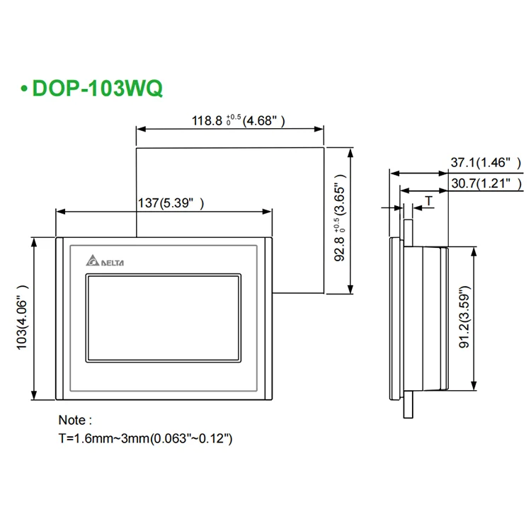 Delta DOP-103WQ HMI 4.3 Inch Touch Screen Panels 480x272 Ethernet USB Port Delta Agent