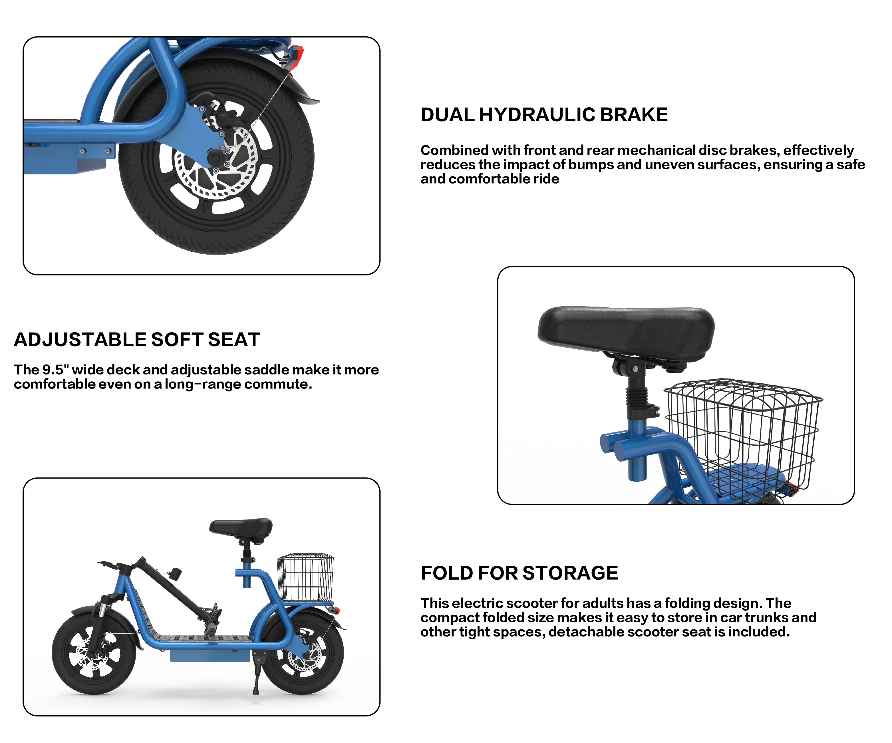 X14 Gray 14 Inch Electric Scooter EBike Long Range Food Delivery Electric Bike Foldable Best High Speed Scooter