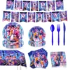 9-piece set-96 pcs-7/9-inch cups, napkins, tablecloth, flag, ute