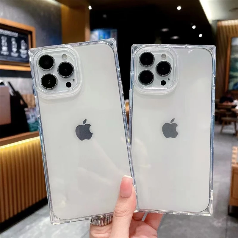 Wholesale luxury square phone cases for iphone transparent,for iphone 13  pro max phone case square edge From m.