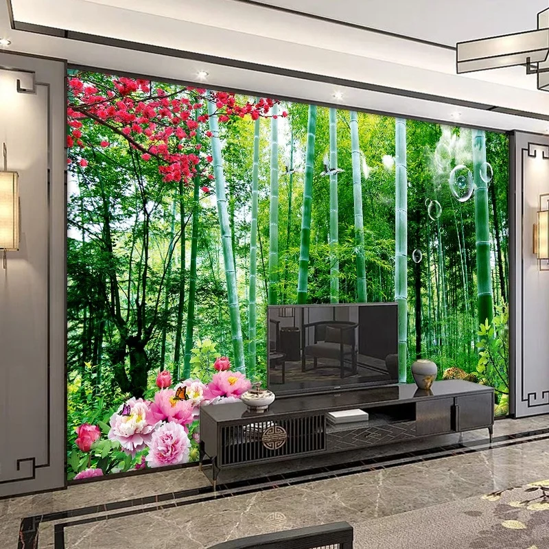 High Quality Custom Size 3d Wallpaper Nature Landscapes Bamboo Forest Wall Murals Living Room Design