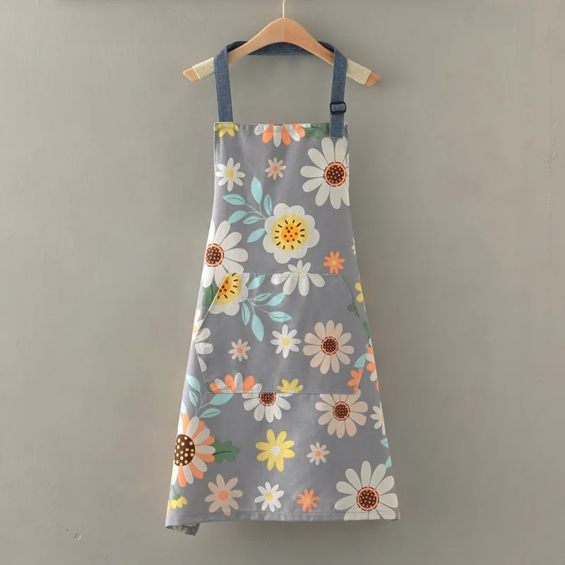 Children's Cotton Sleeveless Drawing Apron Waterproof Long-Sleeved Cover for Kindergarten Art Painting Kids Bib with Flowers