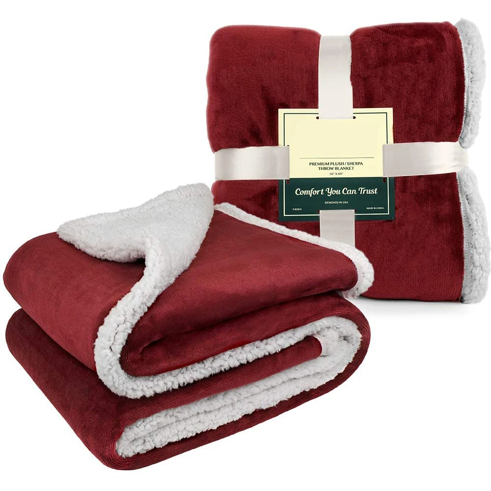 Custom Sherpa Blanket Flannel Soft Fleece Warm Sherpa Throw Blanket For