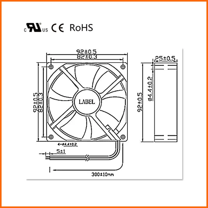 Ventilador Axial 92x92x25mm 4-Pin PWM 4500RPM DC para Indústria