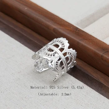 Hollow Oval Lace 925 Sterling Silver Open Width Ring