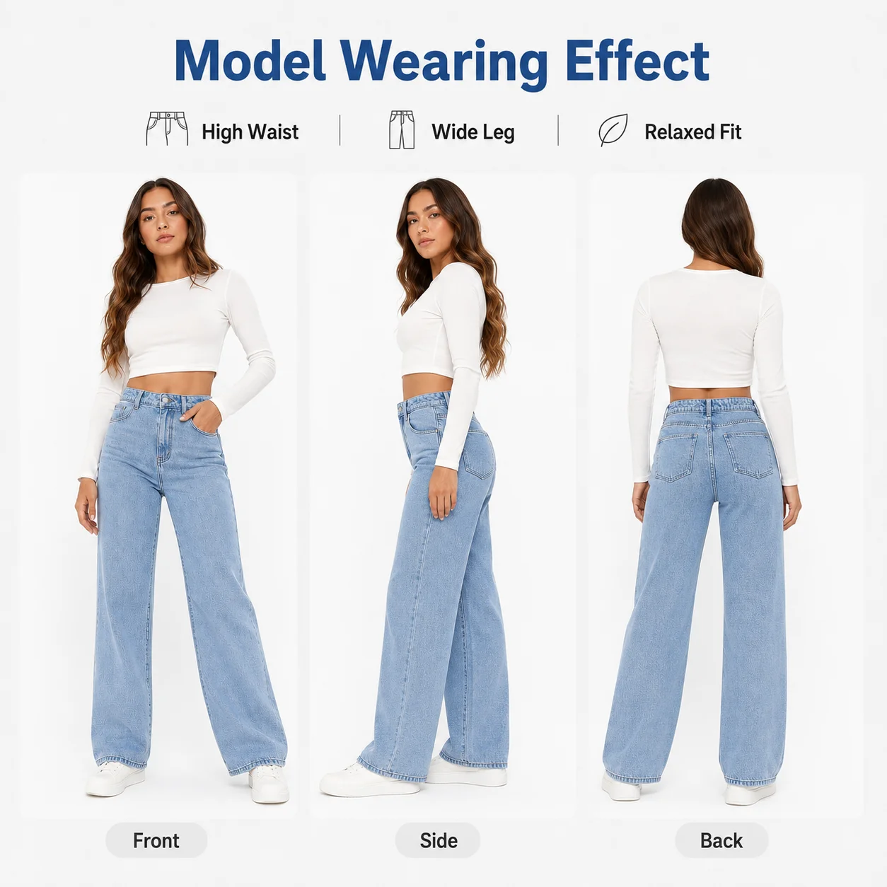 Women Skinny Casual Breathable Eco-Friendly Solid Straight Leg High Waist Blue Washed Cowboy Denim Jeans Vintage 90's Streetwear