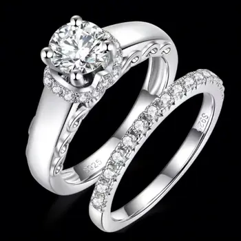 New Arrivals Certificate Diamond Rings Round Cut 925 Sterling Silver
