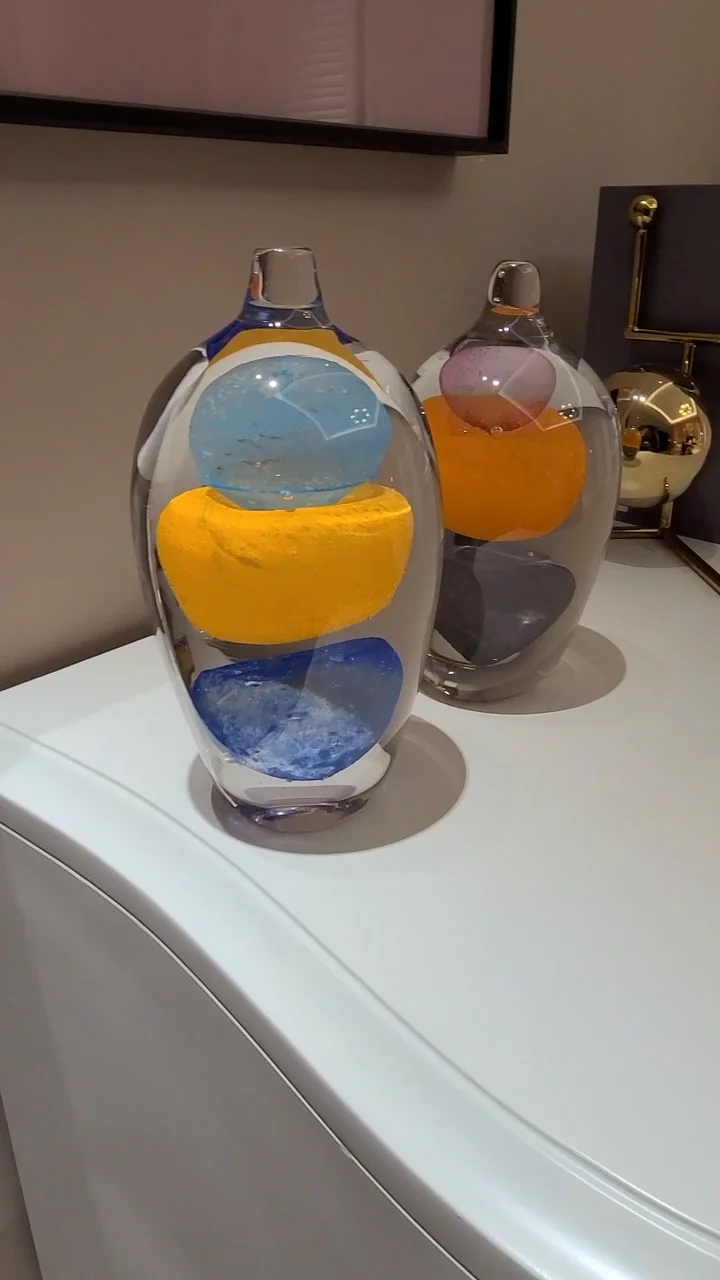 Luxury Decorative Objects Three Color Inside Transparent A Pair Home