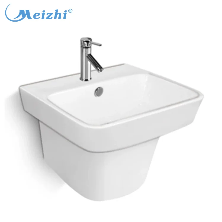 Modern Design Bathroom Wall Mounted Half Pedestal Wash Basin