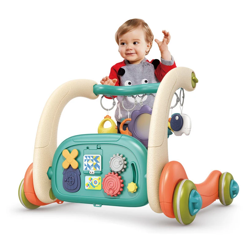 Zhorya 3 in 1 Baby Trolley Walker Educational Learning Toys Play Mats Push Adjustable Wheel Baby Walkers