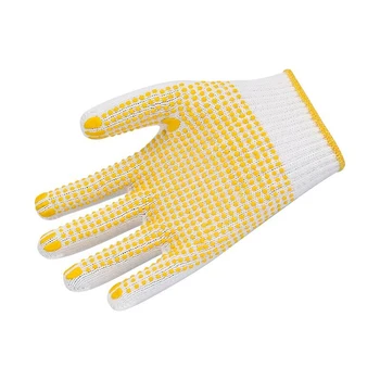 Cheap price Custom 7 Gauge Yellow Rubber Dotted Garden Building Construction Cotton Knitted Gloves With PVC Dots Large For Men