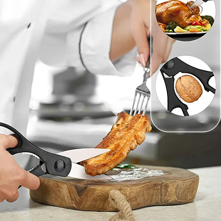 Everrich Protection Butcher Classic Utility Stainless Steel 19-Piece Kitchen Knife Set Scalloped Edge Blades Ambidextrous