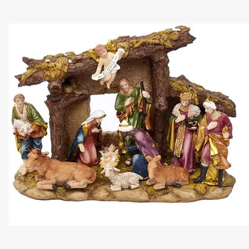 2024 Hot Sale Home Xmas Holiday Decor Resin Small Holy Family Nativity Set Christmas Figurines