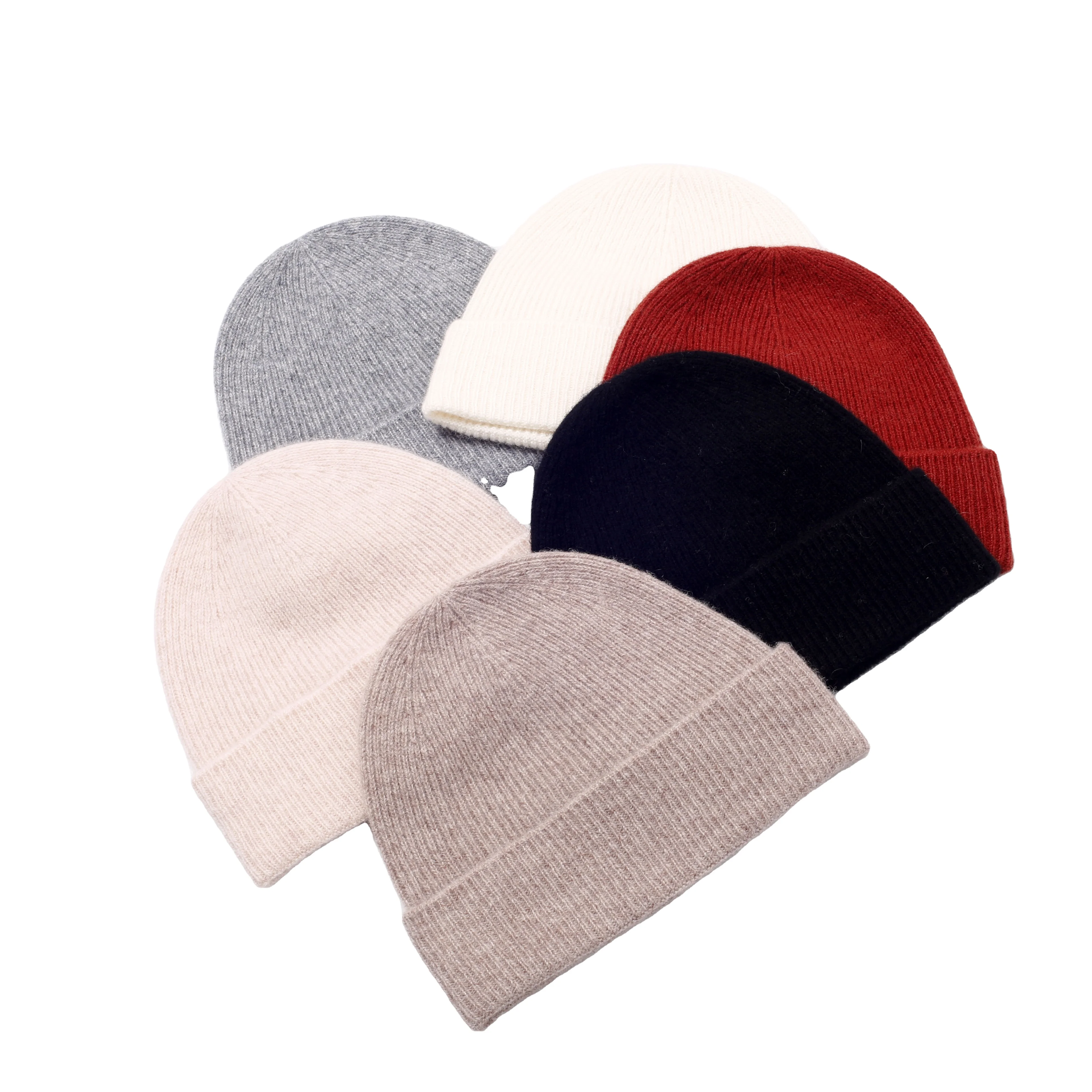 Custom 100% Merino Wool Knitted Beanie Luxury Brimless Cap for