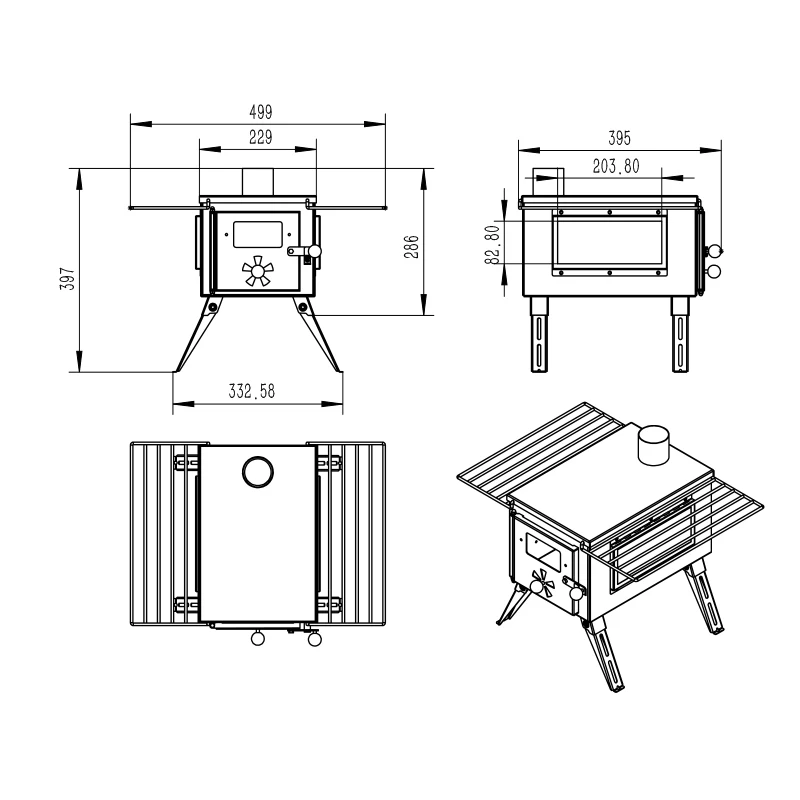 Modern Outdoor Stainless Steel Portable Foldable Wood Burning Stove 