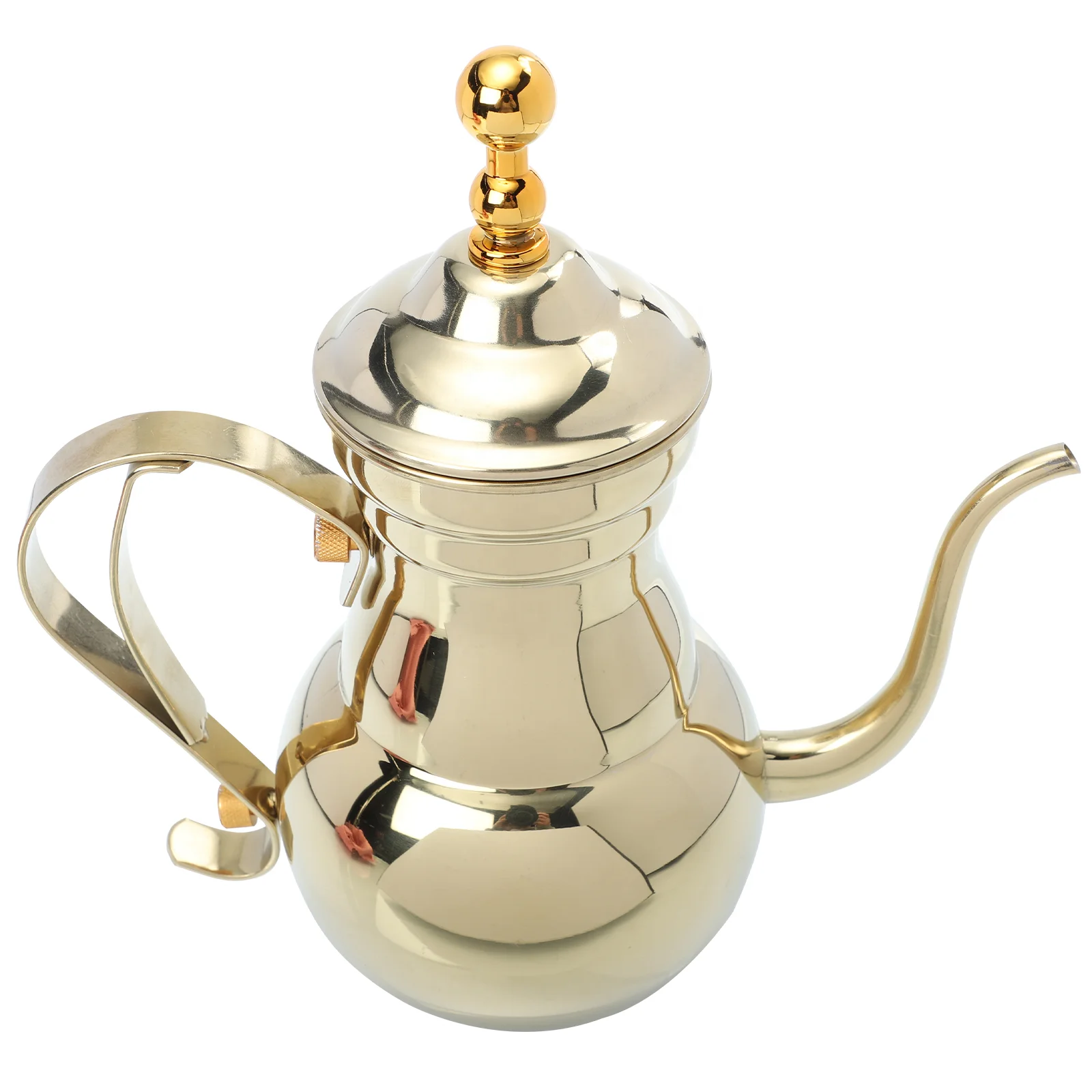 Bollitore A Collo Di Cigno In Acciaio Inox Con Coperchio In Legno – Beccuccio Lungo E Stretto Per Caffè E Tè, 18.6 X 9.1 Cm