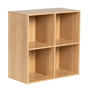 4-Cube Wooden Storage Organizer Closed Back Panel Bookshelf Display Shelf for Home Office Dining Closet Cabinet for Living Room