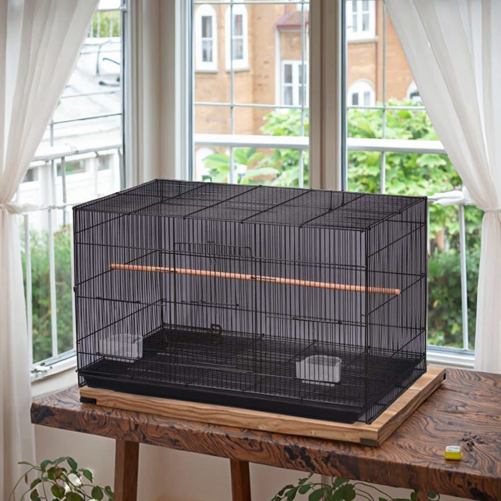 China Wholesale Red Small Wire Bird Cage, Bird Home for Parakeets, Finches and Canaries With Feeder