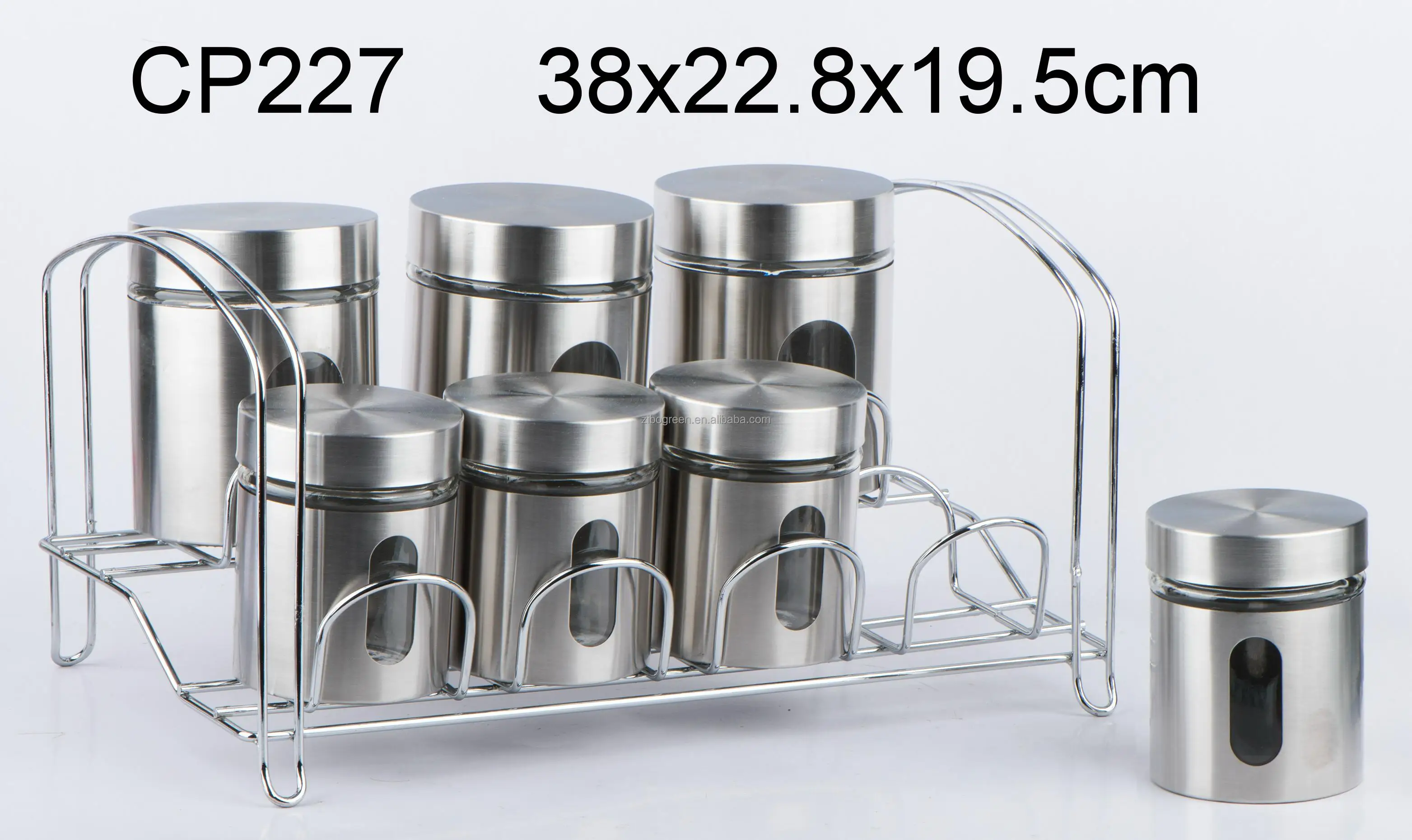 Source CP227 7pcs glass canister set for candy with stainless