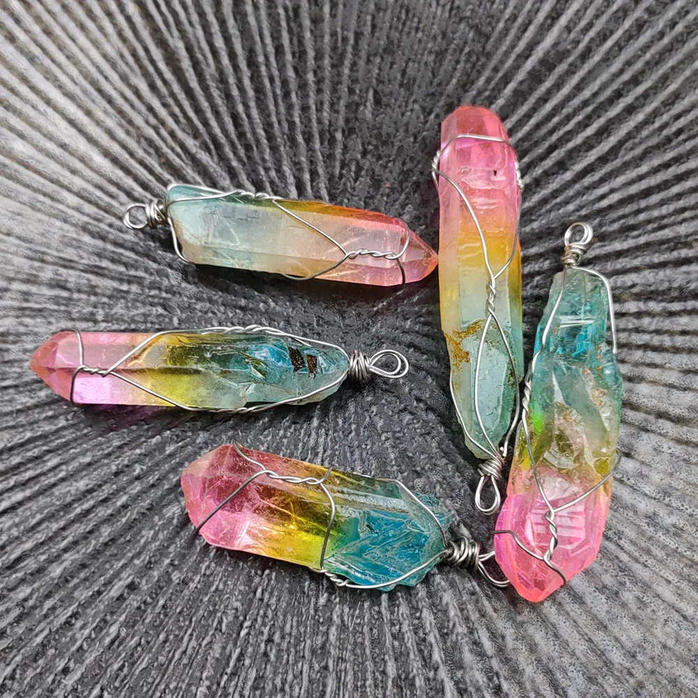 Pastel Rainbow Crystal Pendant Wholesale Hexagonal Crystal