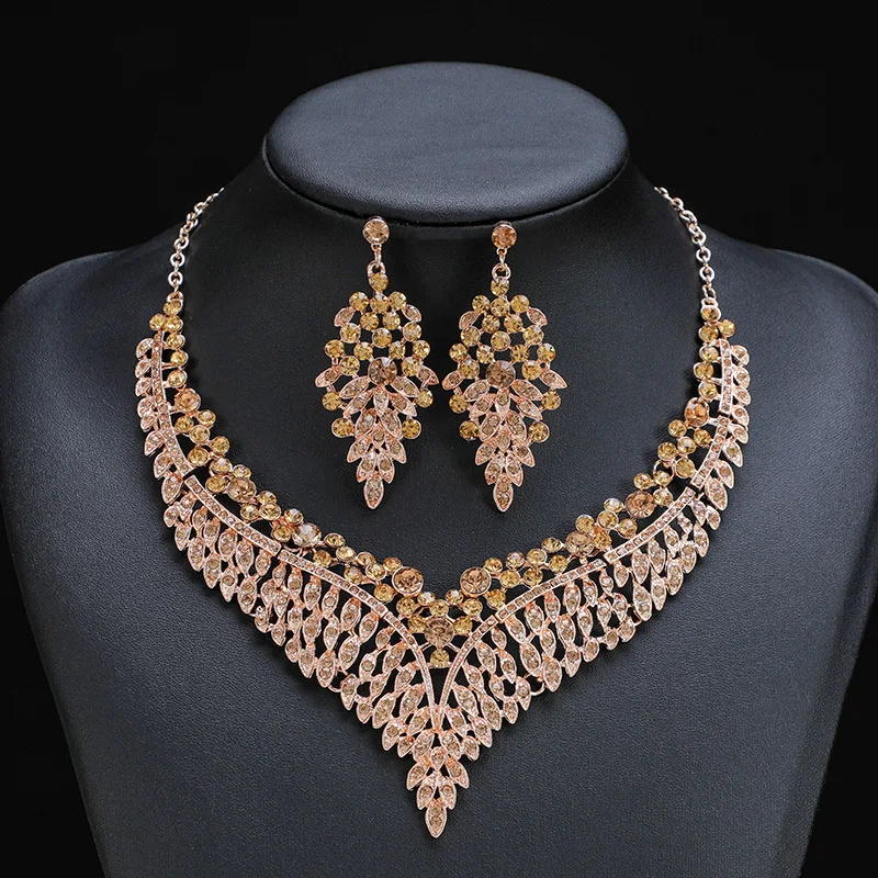 KIKI Luxury Rhinestone Necklace and Earrings Set for Women