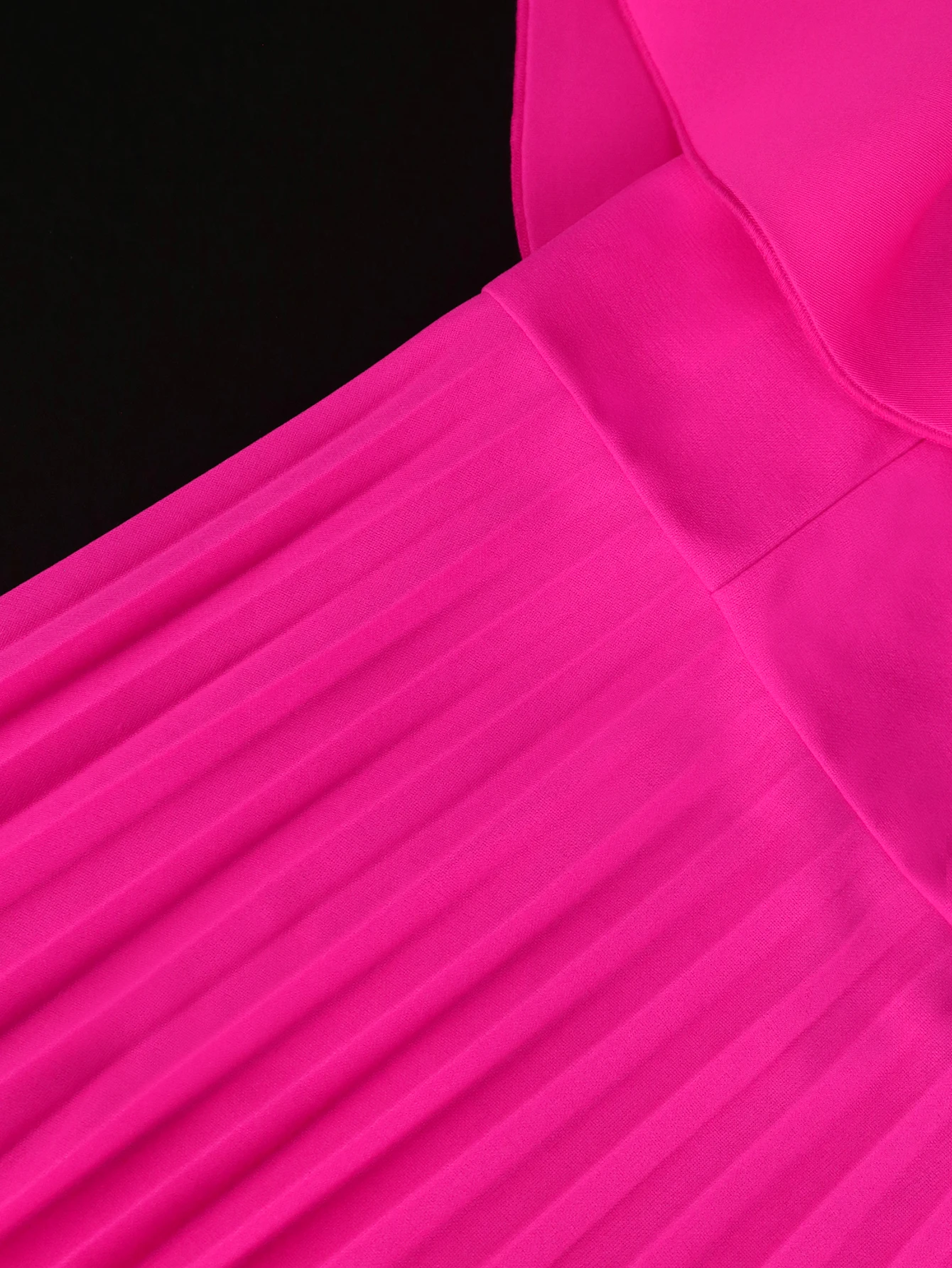 Sleeveless Pleated Ruffles Tea Length Women Prom Hot Pink Tube Dress