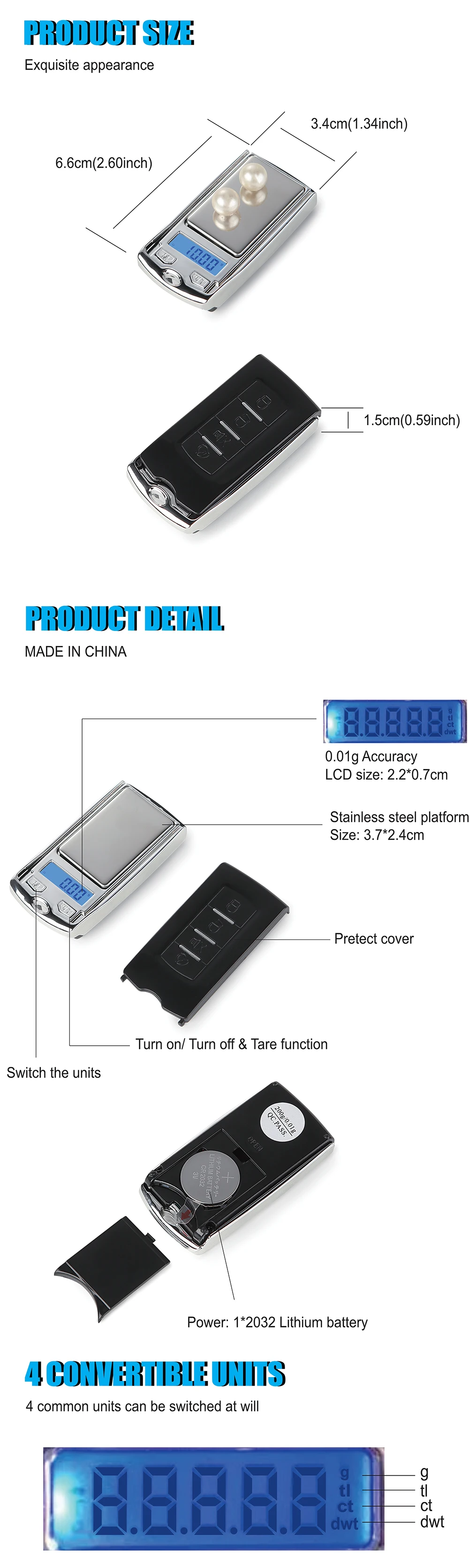 Mini Car Key Scale - Precision 200g Digital Pocket Scale