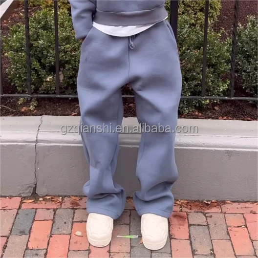 Custom Stacked Wide Leg Sweatpants Trousers Jogging Sweat Pants Men French Terry Track Pants Flare Straight Leg Baggy Sweatpants