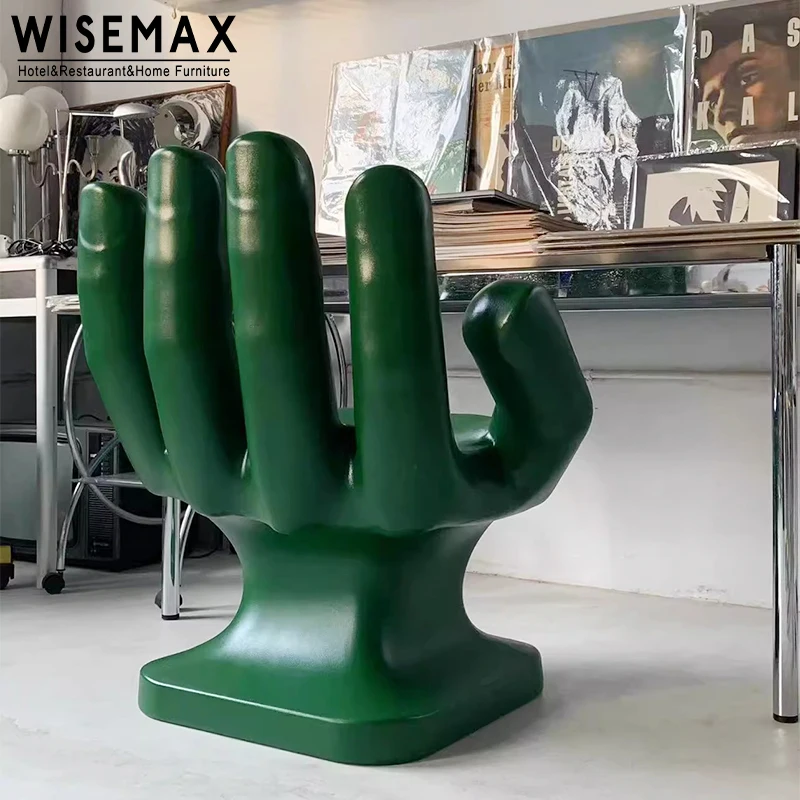WISEMAX FURNITURE Vintage Mid-Century Hand-Shaped Lounge Chair Indoor Outdoor Plastic Art Decor Leisure Chair for Living Room