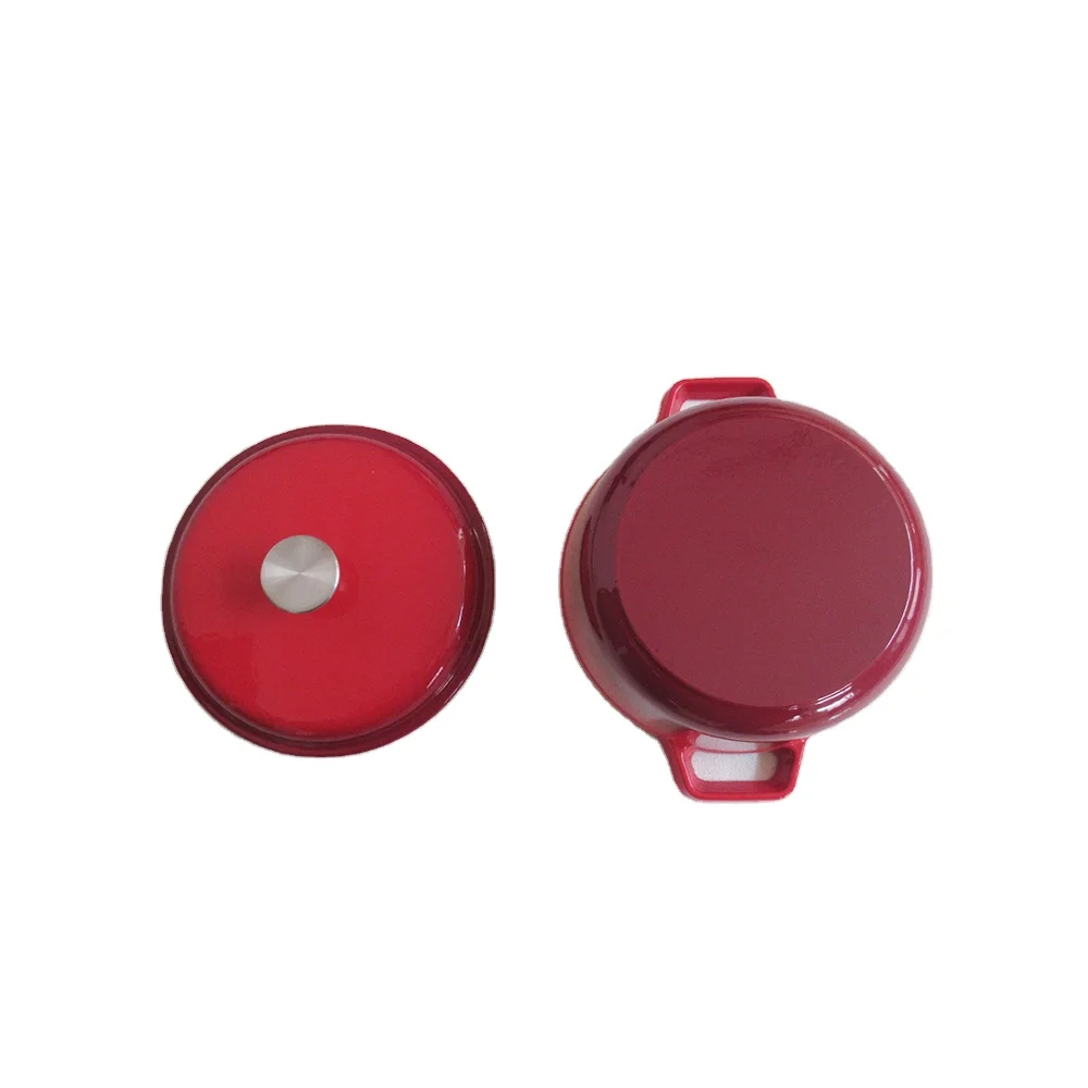 Cast Iron Enamel Casserole Cookware Deep Round Covered Casserole Cooking Pots Dutch Oven With Metal Lid